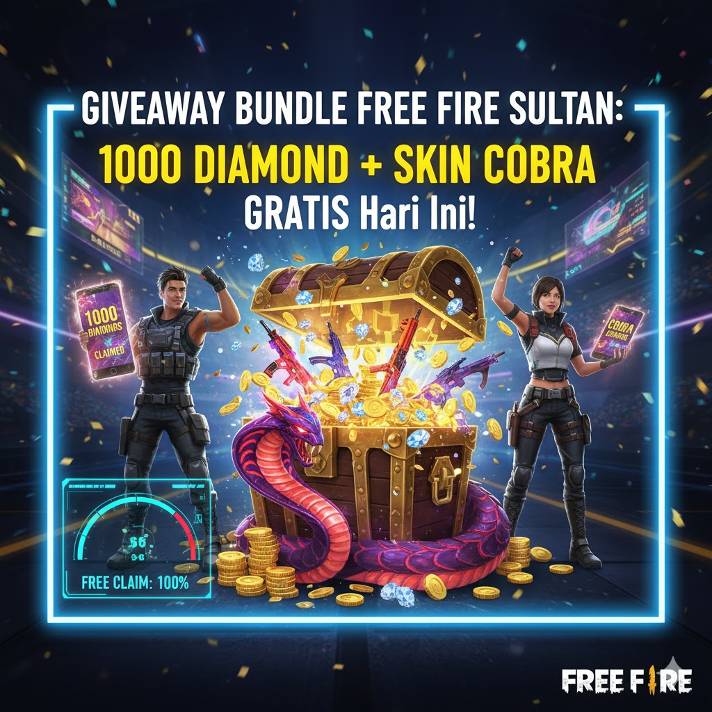 Giveaway Bundle Free Fire Sultan: 1000 Berlian + Skin Cobra Gratis Hari Ini!
